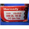 Image 2 : 6MM .243" 100gr Spire Point Hornady Bullets - Box of 65