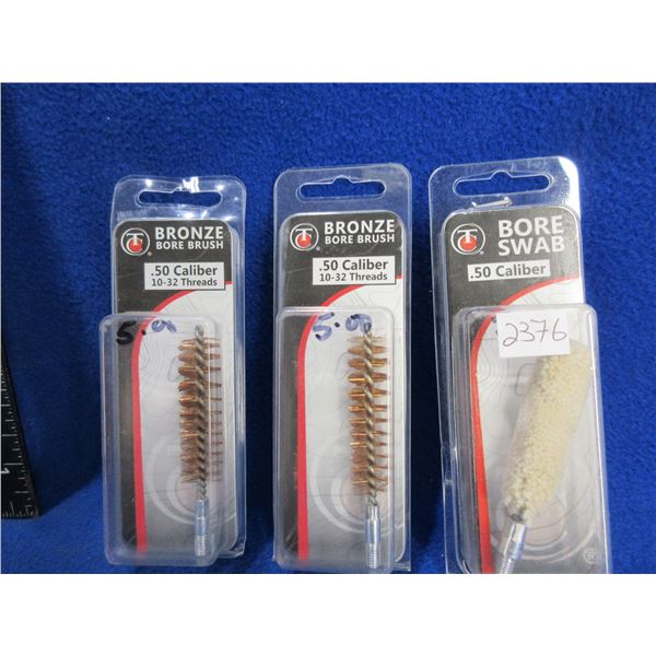 NEW - 50 Cal Bore Swab and 2 Bronze Bore Brushes