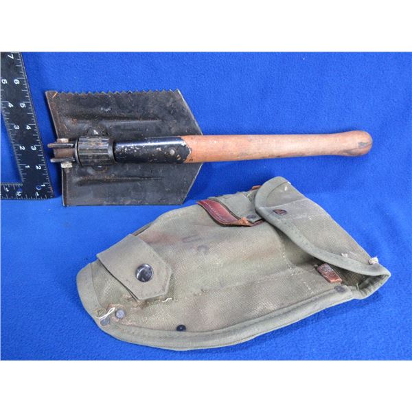 WWII US Military Trench Shovel with Canvas Cover