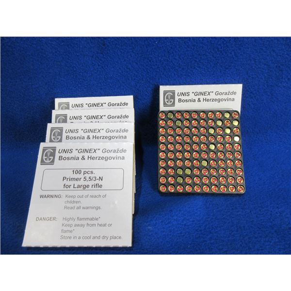 Large Rifle Primers 5,5/3-N - Unis "Ginex" - 5 Boxes of 100