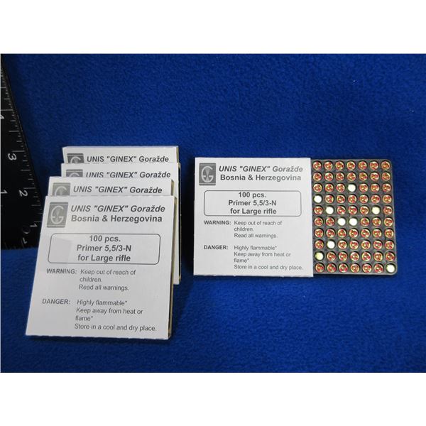 Large Rifle Primers 5,5/3-N - Unis "Ginex" - 5 Boxes of 100