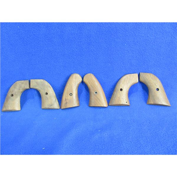 3 Sets of Unknown Wood Revolver Grips - 1 has a screw