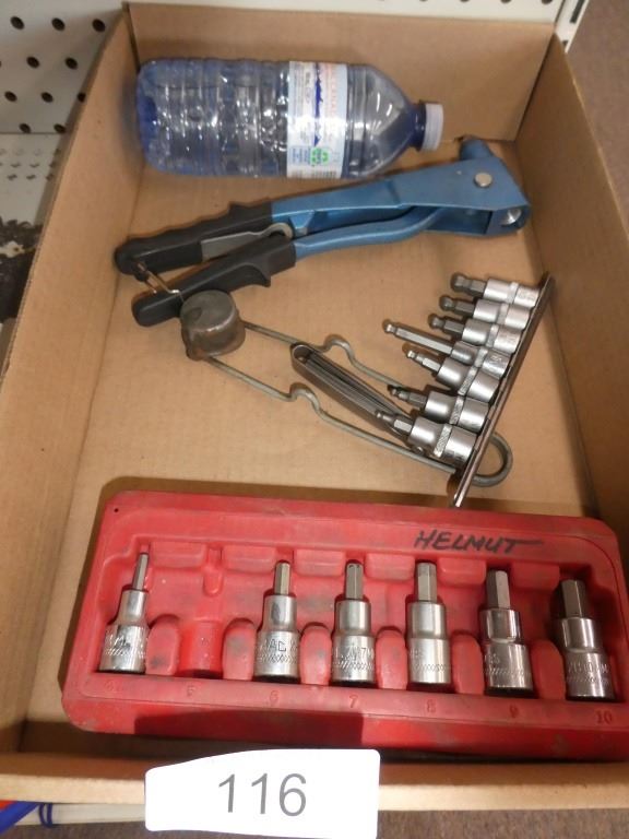 Allan key socket sets, rivet gun, striker, spark