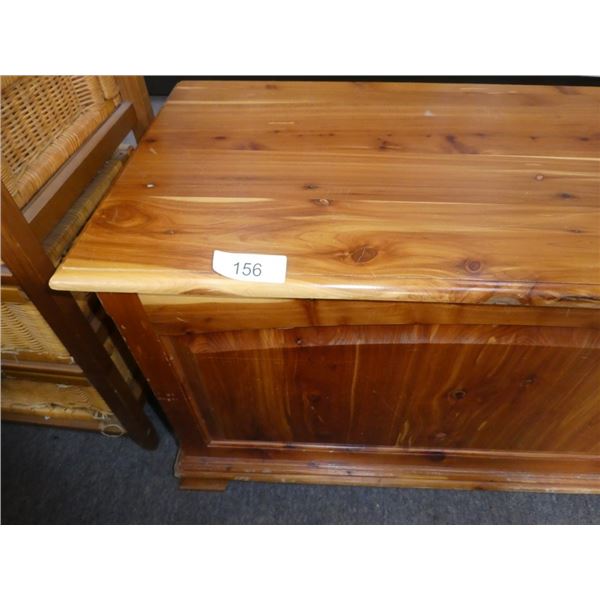 Wooden chest with spring hinge top cedar lined