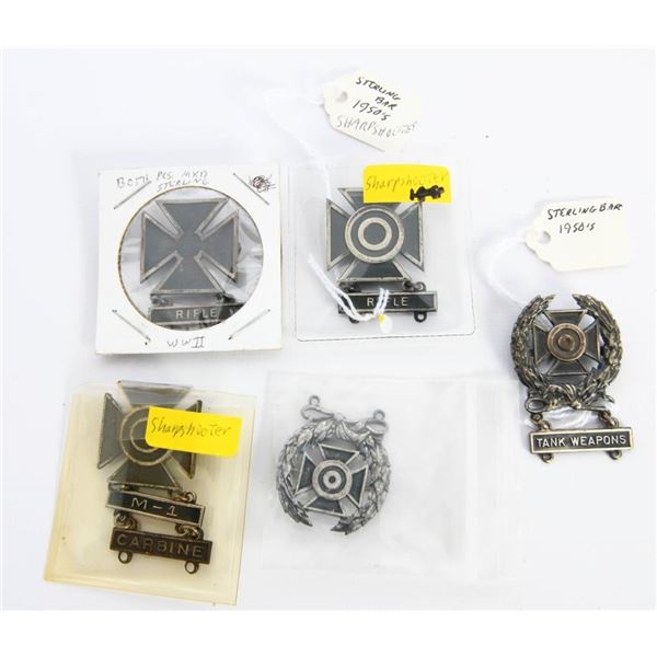 5 Vintage US Military Metal Pins