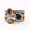Image 1 : 2.81 ctw Fancy Light Yellow, Blue and Brown CENTER Diamond 14K Yellow, White and