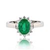 Image 1 : 1.29 ctw Emerald and 0.25 ctw Diamond 18K White Gold Ring