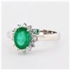 Image 2 : 1.29 ctw Emerald and 0.25 ctw Diamond 18K White Gold Ring