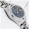 Image 7 : Rolex Quickset Blue Roman Dial Diamond And Sapphire Datejust Wristwatch