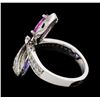 Image 3 : 2.55 ctw Tanzanite, Pink Sapphire, and Diamond Ring - 14KT White Gold
