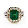 Image 1 : 2.81 ctw Emerald and 1.02 ctw Diamond 18K Yellow and White Gold Ring (GIA CERTIF