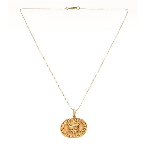 Chanel Coin Necklace Necklace Gold Metal