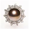 Image 1 : 12.9mm Tahitian South Sea Pearl and 1.16 ctw Diamond 14K White Gold Ring