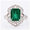 Image 1 : 3.39 ctw Emerald and 0.44 ctw Diamond Platinum Ring