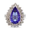 Image 2 : 3.49 ctw Tanzanite and 1.35 ctw Diamond 14K White Gold Ring