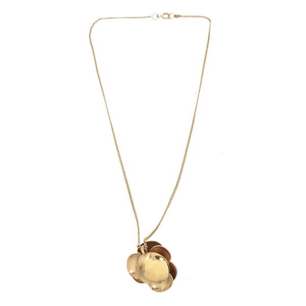 Chanel Camelia Necklace Necklace Gold Metal