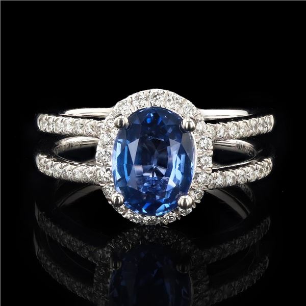2.22 ctw Tanzanite and 0.36 ctw Diamond Platinum Ring