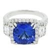 Image 2 : 5.56 ctw Tanzanite and 1.42 ctw Diamond 18KT White Gold Ring