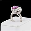 Image 3 : 3.39 ctw Pink Sapphire and 1.54 ctw Diamond Platinum Ring