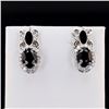 Image 1 : 4.86 ctw Blue Sapphire and 0.53 ctw Diamond 18K White Gold Earrings