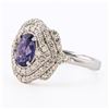 Image 2 : 1.83 ctw UNHEATED Purple Sapphire and 0.89 ctw Diamond Platinum Ring (GIA CERTIF