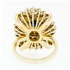 Image 8 : Large Vintage 14k Gold 6.24 ctw GIA Oval Ceylon Sapphire & Diamond Cocktail Ring