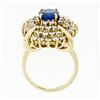 Image 9 : Large Vintage 14k Gold 6.24 ctw GIA Oval Ceylon Sapphire & Diamond Cocktail Ring