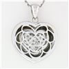 Image 5 : 14k White Gold .75 ctw Pave Round Diamond Heart Pendant Necklace w/ Frosted Fram