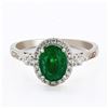 Image 1 : 1.44 ctw Emerald and 0.30 ctw Diamond 18K White Gold Ring