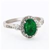 Image 2 : 1.44 ctw Emerald and 0.30 ctw Diamond 18K White Gold Ring