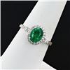 Image 3 : 1.44 ctw Emerald and 0.30 ctw Diamond 18K White Gold Ring