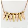 Image 2 : Retro Vintage 14k Rose & Green Gold Snake Link Faceted Marquise Fringe Necklace
