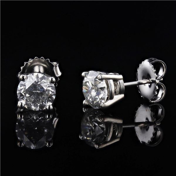 2.03 ctw Diamond 18K White Gold Earrings