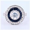 Image 1 : 1.66 ctw Diamond and 1.09 ctw Blue Sapphire Platinum Ring (2.03 ctw Diamonds)