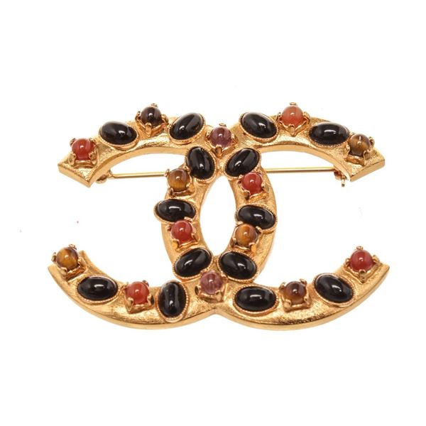 Chanel CC Gem Brooch Brooch Gold Plated Metal