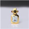Image 2 : 18K Yellow Gold Pendant with Rubies & Emerald Cut Topaz