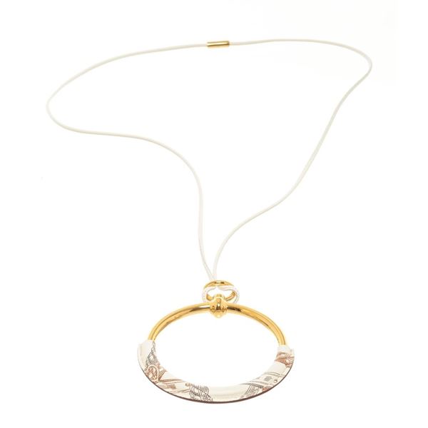 Hermes Loup Gran Pendant Necklace Gold/White/Multi Gold