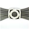 Image 7 : Estate 18k White Gold 6.5" Wide Scrunched Mesh Link Bracelet w/ 10mm Mabe Pearl