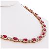 Image 2 : 18.49 ctw Ruby and 8.84 ctw Diamond 14K Yellow Gold Necklace