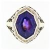Image 4 : Antique Art Deco 14k Gold Custom Marquise Cut Bezel Set Amethyst Solitaire Ring