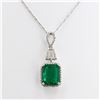 Image 2 : 4.54 ctw Emerald and 0.31 ctw Diamond 14K White Gold Pendant/Necklace