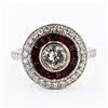 Image 1 : 0.73 ctw CENTER Diamond and 1.07 ctw Ruby Platinum Ring (1.07 ctw Diamonds)