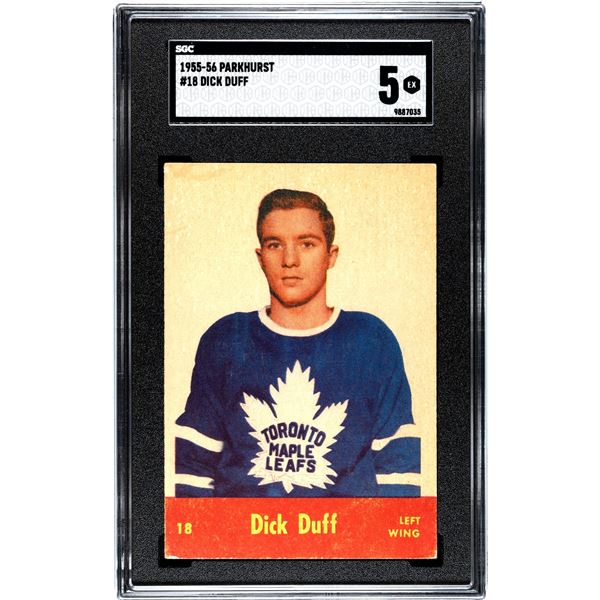 1955-56 Parkhurst #18 Dick Duff RC (SGC 5)
