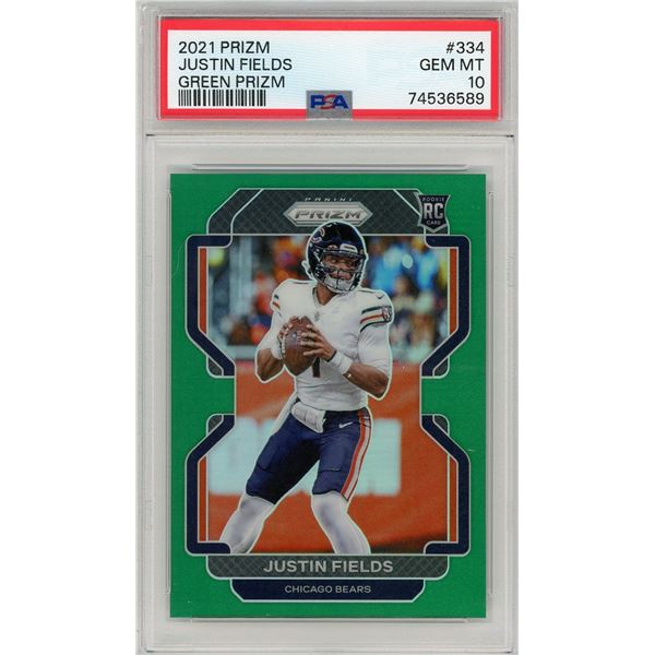 2021 Panini Prizm Justin Fields green prizm RC - PSA 10