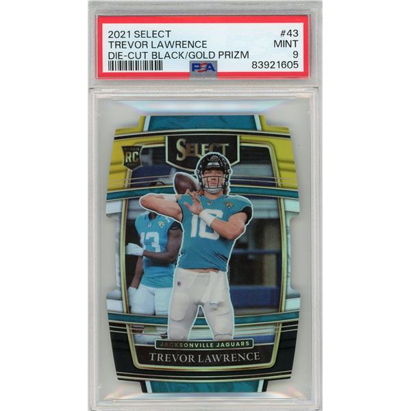2021 Select Trevor Lawrence die-cut Black/Gold Prizm RC - PSA 9