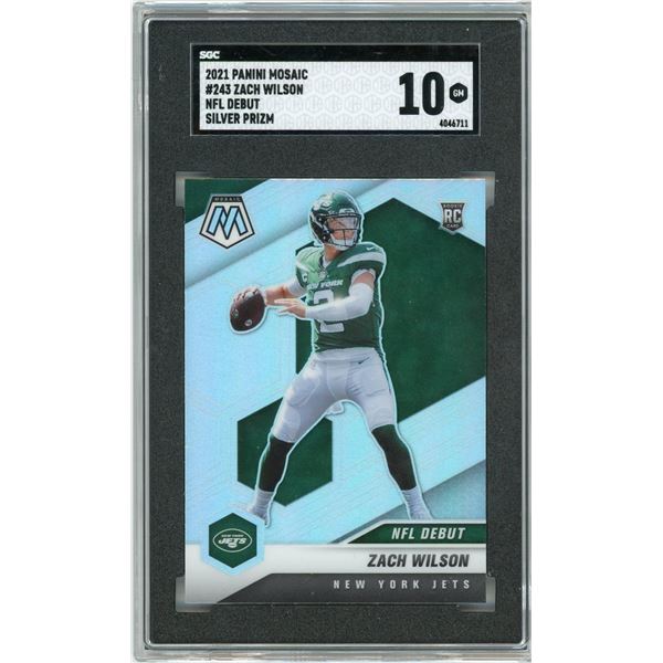2021 Panini Mosaic Zach Wilson NFL Debut Silver Prizm - SGC 10!