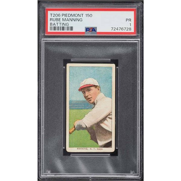 1909-11 T206 #301 Rube Manning (PSA 1)