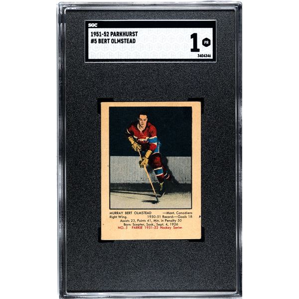 1951-52 Parkhurst #5 Bert Olmstead RC (SGC 1)