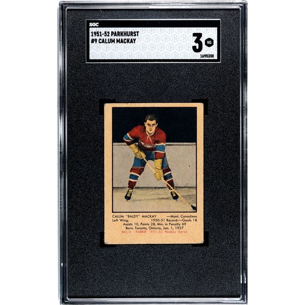 1951-52 Parkhurst #9 Calum MacKay RC (SGC 3)