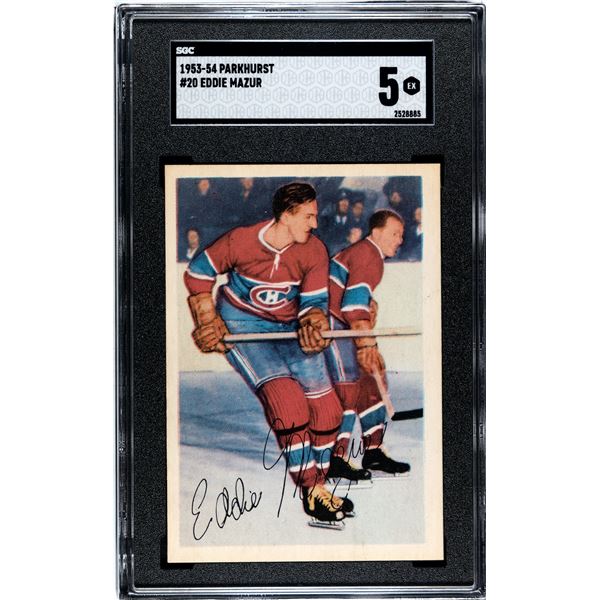 1953-54 Parkhurst #20 Eddie Mazur RC (SGC 5)
